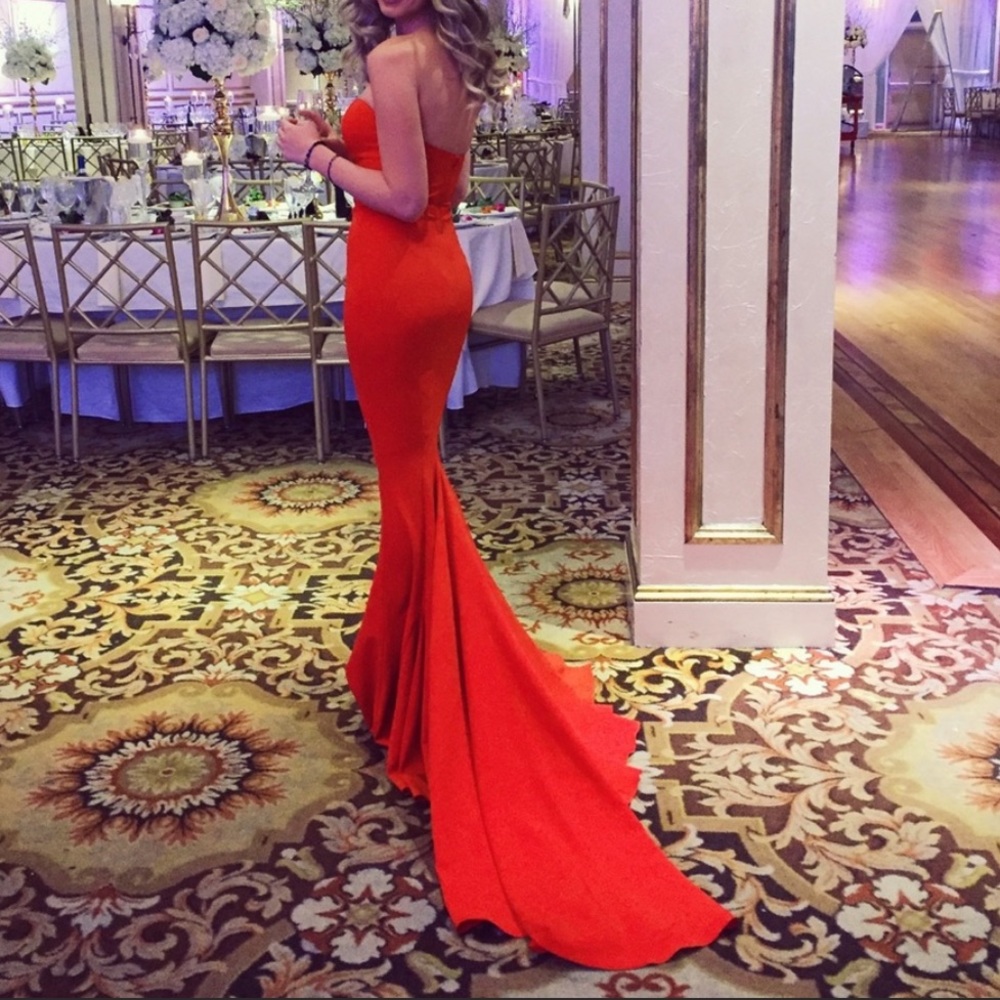 Red Strapless Mermaid Gown